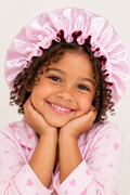 Cuffia notte in satin 100% per bambini (età 3-9 anni) colore rosa baby- rosso bordeaux double face AfroRicci Kids